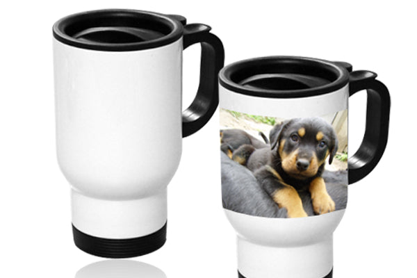 Pearl Coating™ 14oz White Sublimation Stainless Steel Travel Mug - Pack of 6 - Joto Imaging Supplies Canada